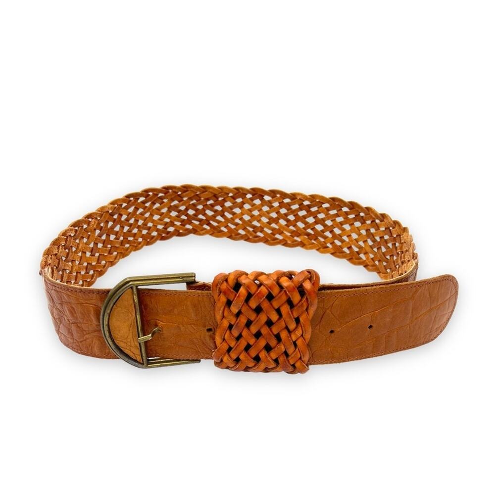 Axe Mode brown woven braided leather boho belt size 32